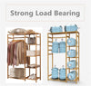 Strong Bamboo Clothes Rail Rack Garment Hanging Display Stand Open Storage Shelf