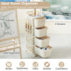 Mobile Narrow Storage Cabinet on Wheels w/Handle-White