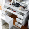 White Large Dressing Table LED Bulbs Mirror Drawers Stool Storage Makeup Desk