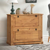 Corona Shoe Rack Chest 2 Shelf Cupboard Antique Wax Solid Wood Pine Wooden