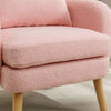 Modern Armchair Teddy Velvet Lounge Chair Accent Chair with Cushion & Wood Legs
