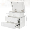 Bedside Tables White High Gloss LED Cabinets 2 Drawers Nightstand Modern Bedroom