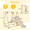 Kids 3-in-1 Foldable Wooden Climbing Toys w/Adjustable Swing Natural