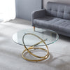 52/90cm Round Coffee Table Tempered Glass Sofa Side Table LivingRoom Metal Frame