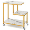 Small Sofa Couch Side Table with Lockable Casters-White