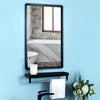 Rectangle Bathroom Mirror w/ Makeup shelf Wall Mounted Metal Frame Black 40x60cm