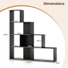 Wooden Storage Organizer 4-Tier Stepped Bookshelf-Black