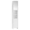 Bathroom Floor Storage Cabinet with Mirror and 2 Doors 6 Shelves Tallboy Unit