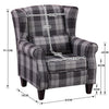 High Back Wing Back Chair Tweed Tartan Checked Grey Fireside Armchair