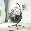 Foldable Garden Egg Swing Chair Rattan Hanging Basket w/Metal Stand&Soft Cushion