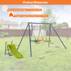 4-in-1 Outdoor Kids Swing Set Heavy-Duty Backyard Metal Playset with Slide