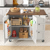 Rolling Kitchen Island Trolley Serving Cart Cabinet w/ 3 Drawers & Storage Doors