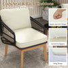 3Pcs Outdoor Patio Chair Table Set Garden Rattan Bistro Set w/Zippered Cushions