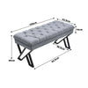 Buttoned Dining Waiting Room Bench Linen Upholstered Bench Stool Steel Frame