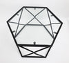 Hexagon Glass Table with Black Metal Frame Centre Coffee Tables for Living Room