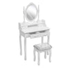Dressing Table with Mirror and Stool, Vanity Desk with Mirror and Drawers White