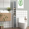 Slim Bathroom Tall Cabinet Floor Storage Cabinet Organizer-Grey+White