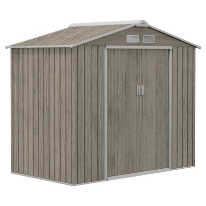 7 x 4ft Garden Shed Storage with Foundation Kit and Vents Light Brown