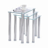 3pcs Clear Tempered Glass Nested Tables Side End Tables Stainless Steel Tubes