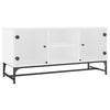 White Engineered Wood TV Cabinet with Glass Doors - Media Unit/Stand for R0O1