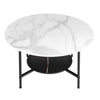 Heavy Duty Marble Coffee Table Large 2 Tier Round Sofa Side End Table Bookshelf