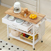 Kitchen Island Dining Room Serving Trolley with 2 Open Shelves-White