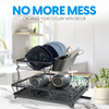 2 Tier Dish Drainer Rack with Drip Tray Cutlery Holder Plate Kitchen Sink UK