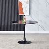 Modern Black Round Table with Metal Legs Living Dining Room Kitchen Furniture