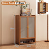 Shoe Rack Shoe Storage Cabinet Rattan Wood Stand Cupboard Unit Organiser 2 Doors