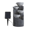 Solar Powered 4 Tiers Bowls Water Feature Outdoor Garden Fountain w/Warm Light