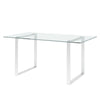 Extra Large Rectangular Dining Table with Glass Top & Metal Legs for Dining Room