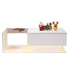 Coffee Table with LED Light, High-Gloss White With Drawer Living Room Furniture