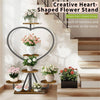 Strong Metal Plant Rack Floor Heart Shape Garden Flower Stand with 5 Pot Holders