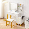 Dressing Table With Led Mirror Drawers Stool Set Makeup Desk Vanity Table Lights