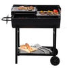 57cm Charcoal Grill BBQ with Thermometer, Stand Wheels& Cooker with Porcelain