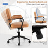Height-Adjustable PU Leather Desk Chair Upholstered Swivel Task Chair W/Armrest