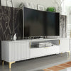 200cm TV Unit – Fluted Fronts, 2 Doors, Drawer, Gold Legs & Handles, Modern Luxe