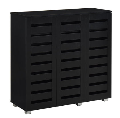 3 Door Shoe Storage Cabinet Black Wooden Rack Stand Cupboard 5 Tier Euston