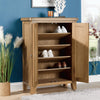 Holcombe Shoe Cabinet Cupboard 2 Door Hallway Storage Oak Rack Stand Solid Wood
