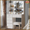 NEW 10 LED Lighted Dressing Table Desk Set With Sliding Mirror and Stool Vanity