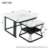 2Pcs Nesting Coffee Tables Set Square Stacking Side Tables Marble-Look White