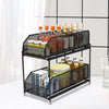 2 Tier Pull Out Kitchen Spice Rack Under Sink Cabinet Storage Basket Organisers