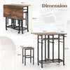 3 Piece Dining Table Set Extendable Kitchen Table Folding Breakfast Table