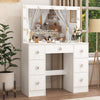 Vanity Makeup Desk Set With LED Light Mirror and 7 Drawers Dressing Table White