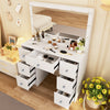 White Dressing Table LED Mirror 7 Drawers Vanity Makeup Desk Set Bedroom Girl