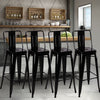 4pcs Tolix Bar Stools Chairs with Backrest Footrest Kitchen Breakfast Counter