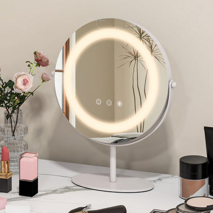 25 CM Makeup Vanity Mirror 3 Color Dimmable LED Lighted Mirror w/ Touch Screen