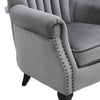 Grey Chesterfield Wing Back Armchair Queen Anne High Back Fireside Winged Chair