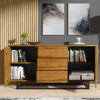 140cm Sideboard Oak Matt | Modern Storage Cabinet | Push to Open | Metal Legs