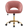 Modern Home Office Velvet Pink Desk Chair Soft Seat 360° Swivel Computer Chair